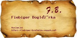 Fiebiger Boglárka névjegykártya